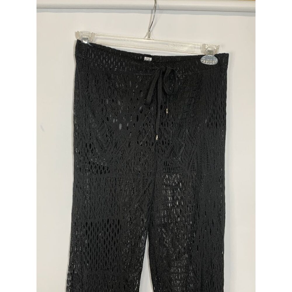 Golden Black Women's Mesh Net Bohemian Swimsuit Cover Up Pants Black Size Large